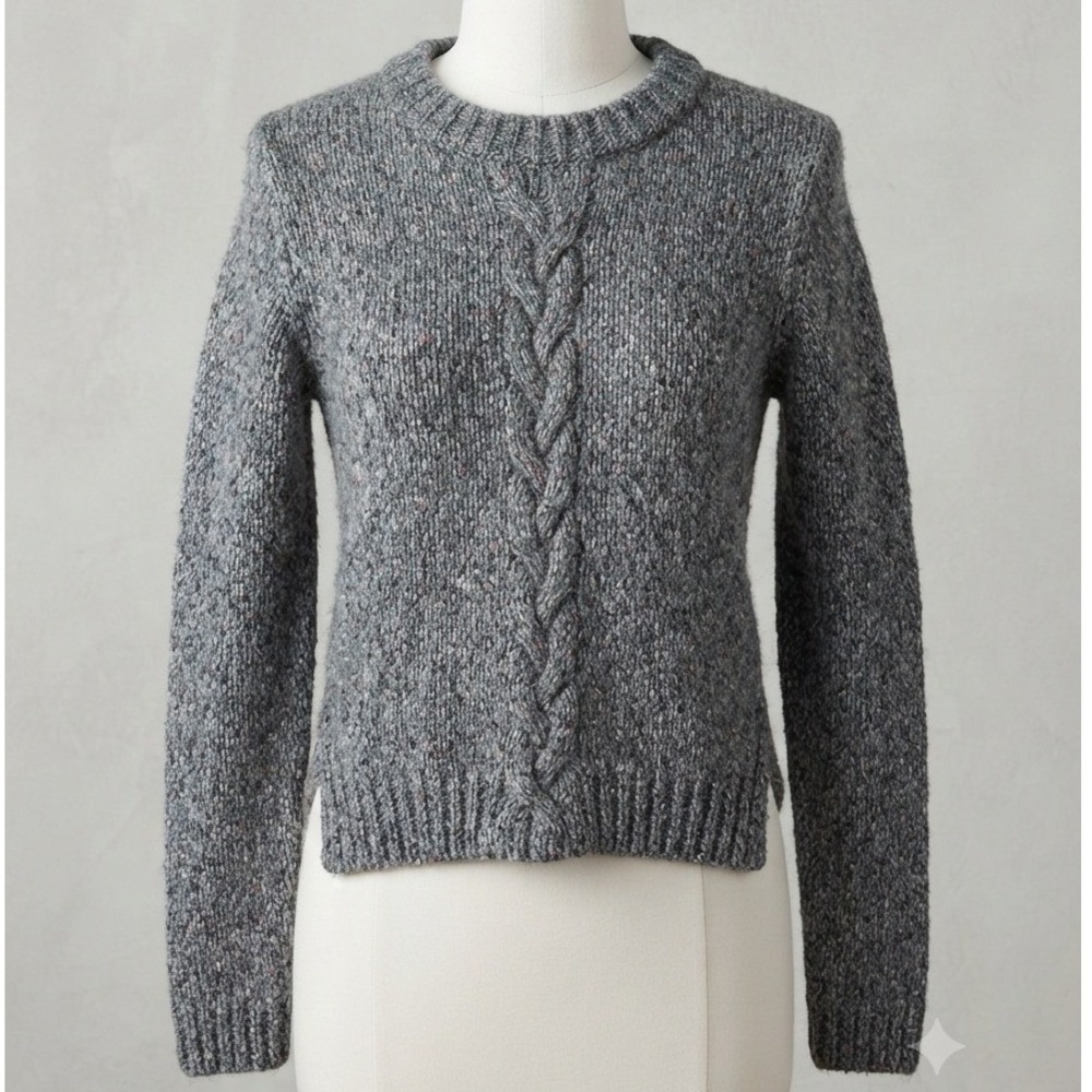 Dorothee Schumacher size 2 Grey Cable Knit 39% Wool 10% Mohair Blend Sweater 4